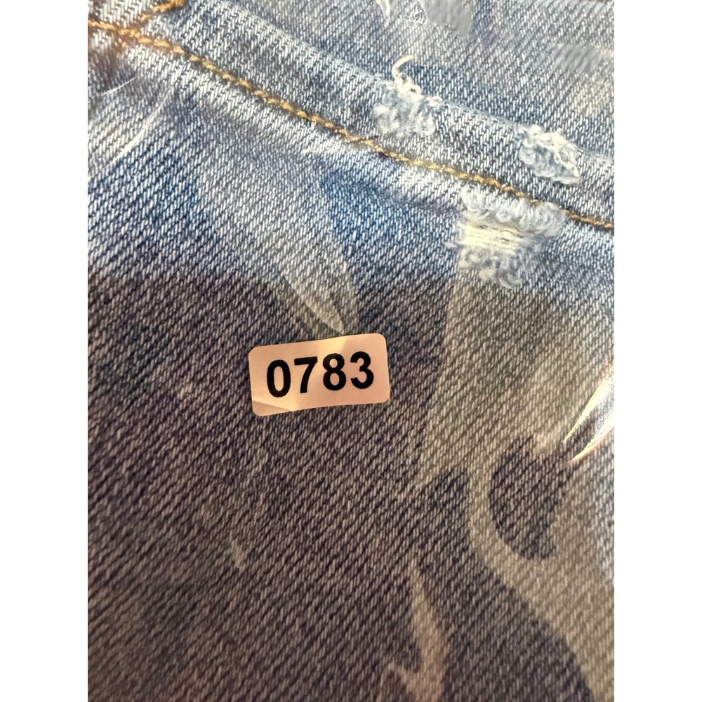 Vervet Blue Distressed High Rise Raw Hem Cropped Straight Jeans 26 - Picture 10 of 10